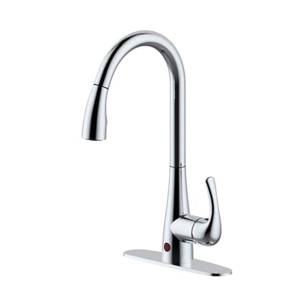 Westbrass Dual Sensor-Touchless Motion Control Kitchen Faucet with Pull Down Spray Head, Polished Chrome KA03A-26